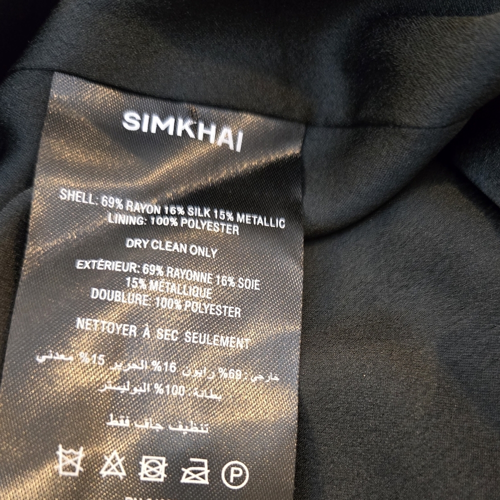 NWT $595 Simkhai Camryn Metallic Faux Wrap Mini Dress Black Gold Sz 10 Party - Picture 14 of 15